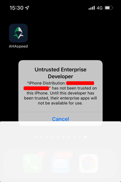WorldGo iOS install custom enterprise app, step 1 - manuall install app