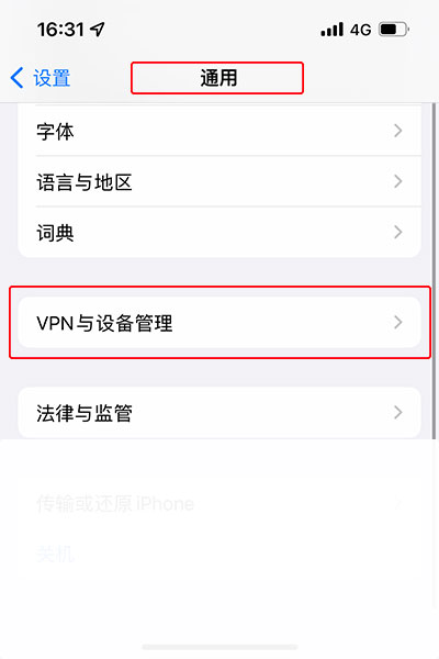 WorldGo ios install custom enterprise app, step 2 - go to vpn & device management page