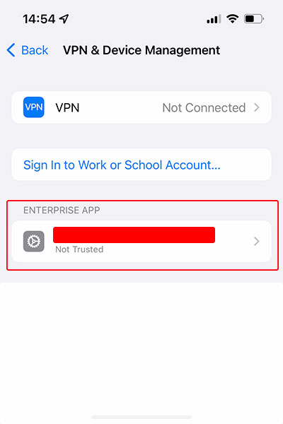 WorldGo ios install custom enterprise app, step 3 - go to enterprise app section