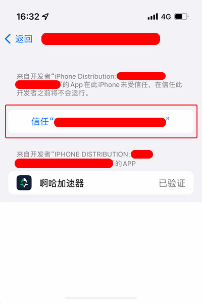 WorldGo ios install custom enterprise app, step 4 - tap developer profile settings, trust the developer